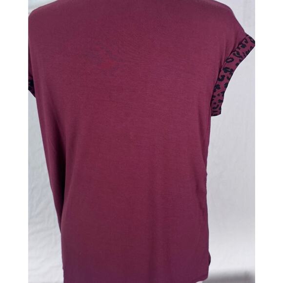 Fortune + Ivy Medium Cap Sleeve Top Animal Print Burgundy Red - Picture 7 of 8
